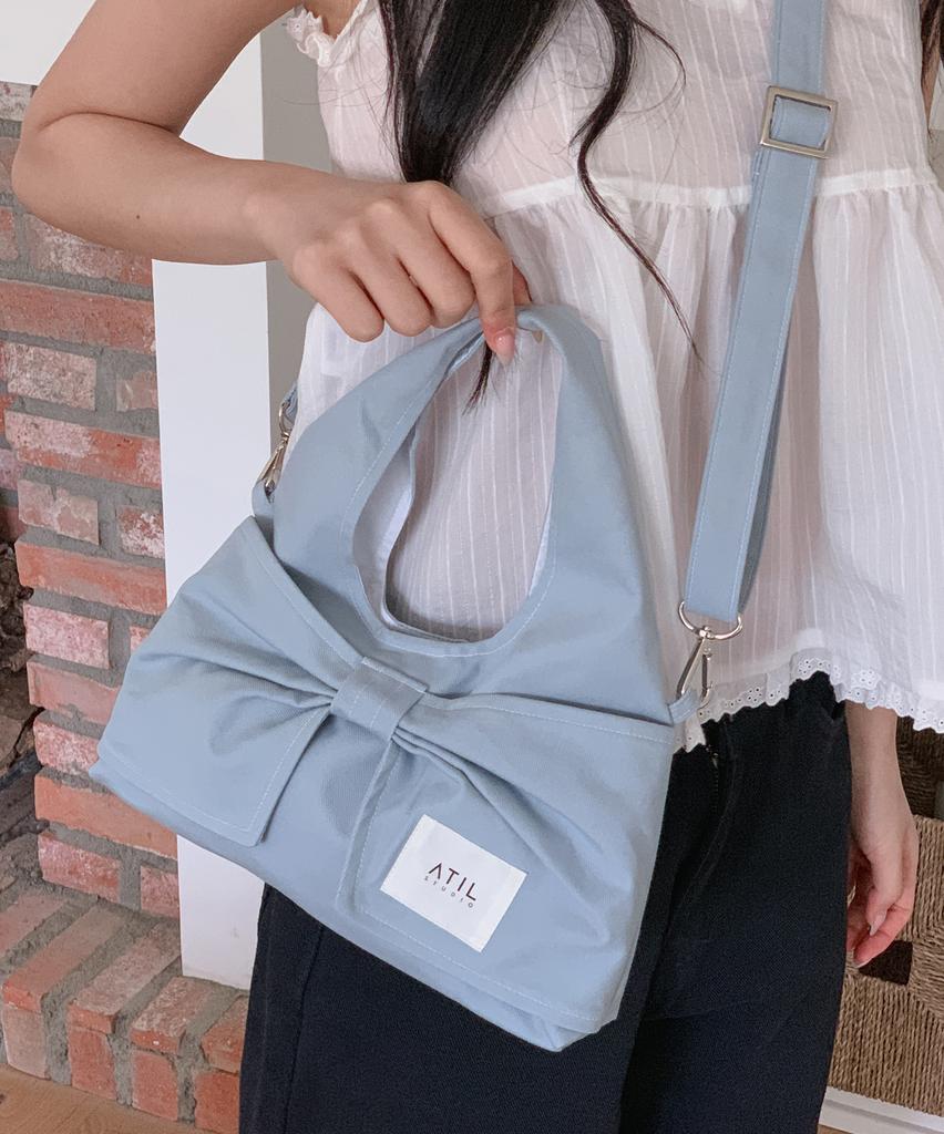 Atil Studio Denim Dewey Mini Ribbon Dot Shoulder & Crossbody Bag _ Musinsa Edition [Light Blue]