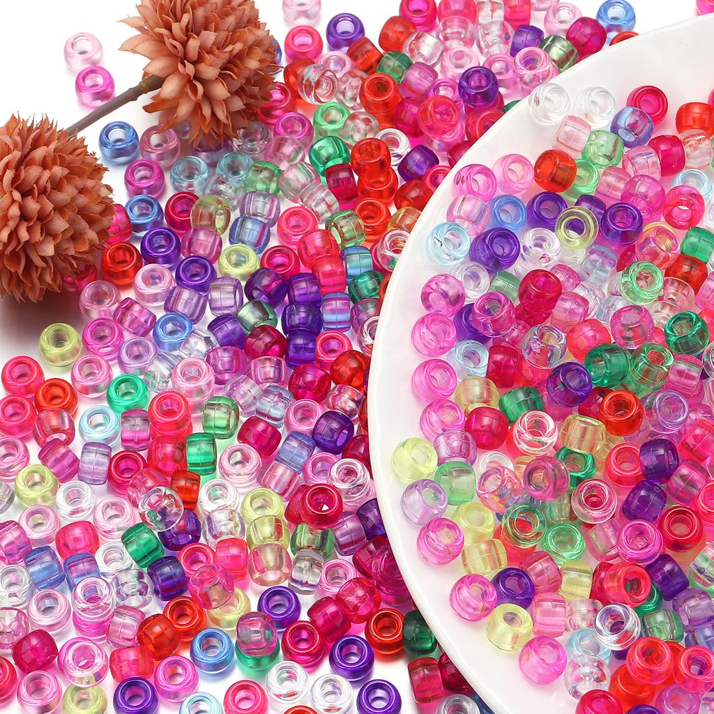 200pcs Transparent Acrylic Beads 6x9mm Big Hole Loose Spacer Beads For Jewelry Making DIY Necklace Bracelets Key Chain Supplies