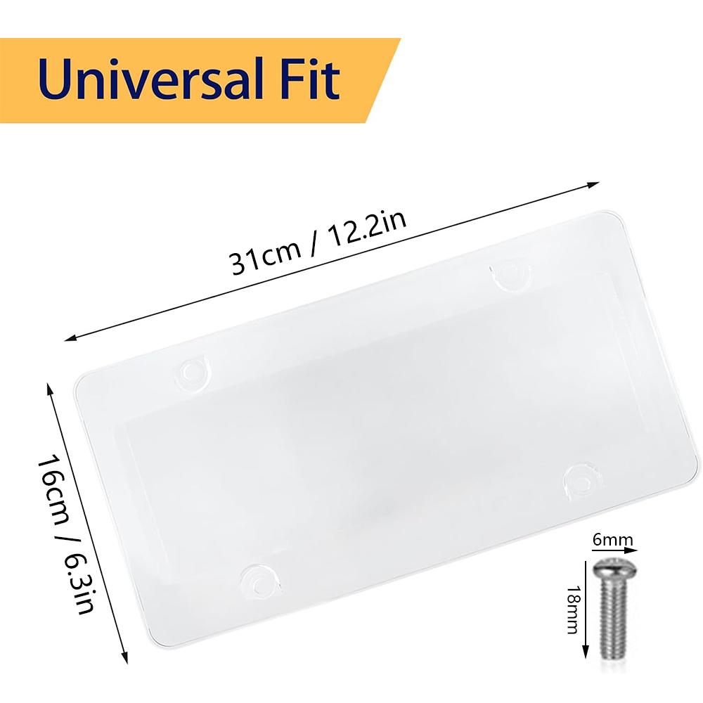 

New 2set Transparent License Plate Covers Flat License Plate Protector W/ Parts