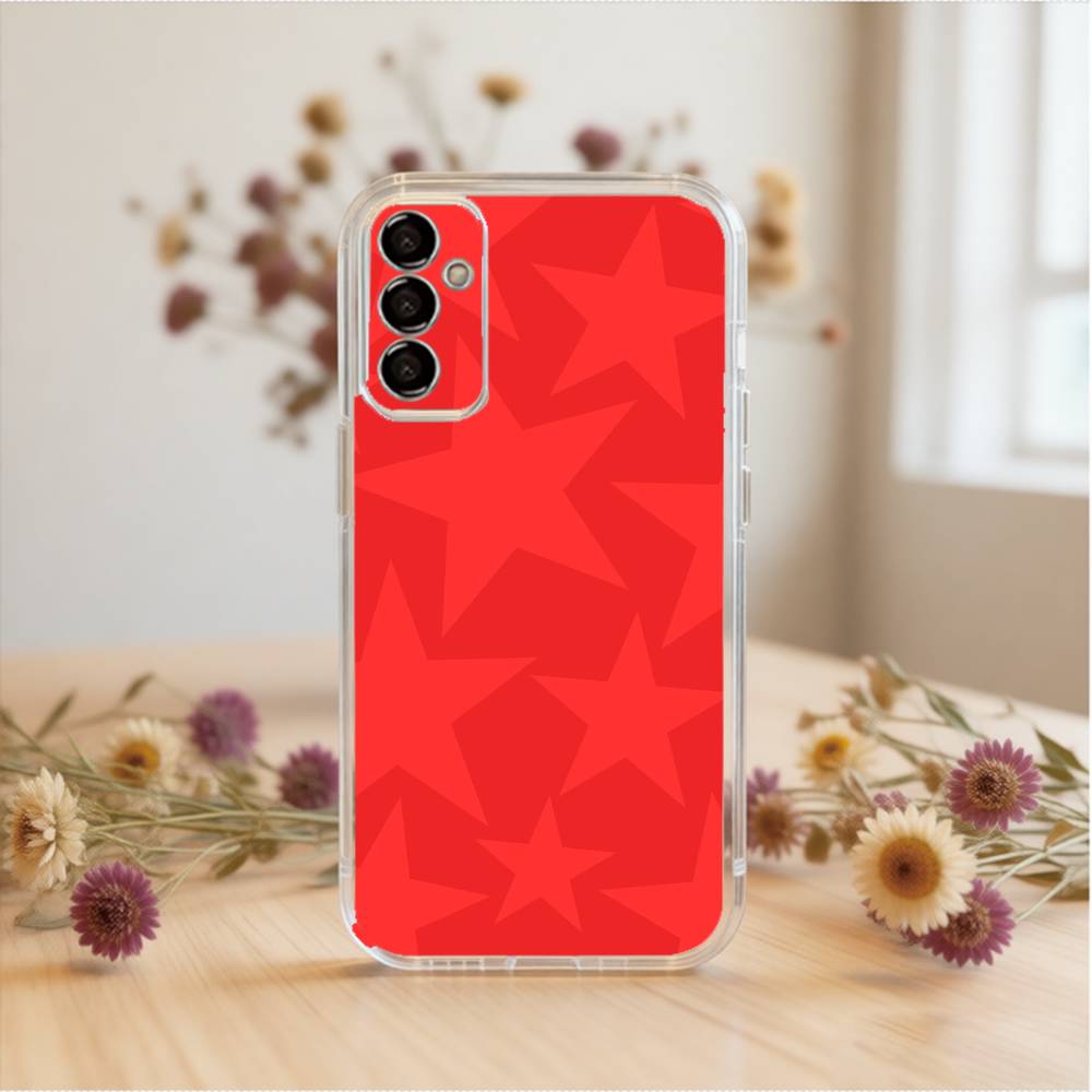 Ins Korea Red Stars Phone Case For SamsungA10,12,20,21S,30,31,40,50,51,52,70,71 Transparent Cover
