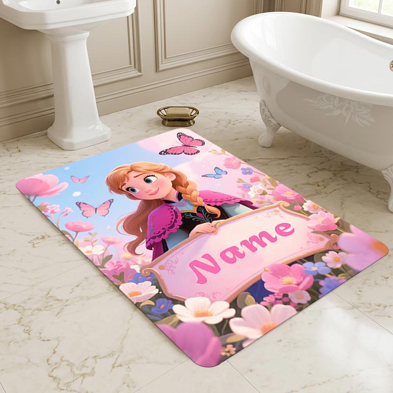 Custom Name Mermaid Garden Living Room Non-Slip Area Rug Soft Carpet for Bedroom Kids Playroom Sofa Office Home Decor Doormat