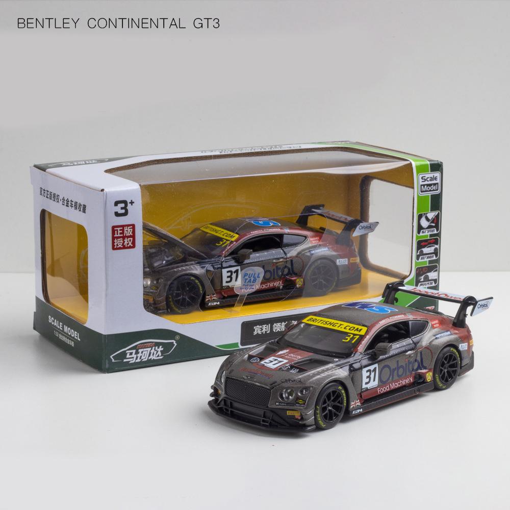 Model auta Bentley Continental GT3 v měřítku 1/32, stahovací autíčko se zvukem a světlem pro děti Batole Kluci Dívčí Dárková kolekce