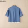 ZANZEA Bluză casual de vară cu mânecă scurtă, cu guler răsturnat