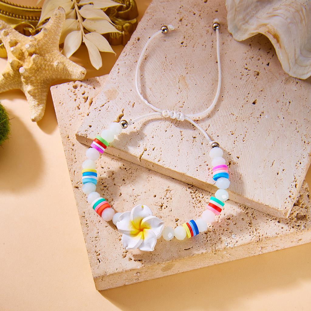 Bunte Frangipani-Blumen-Perlenarmbänder für beste Freunde Sommerurlaub Freundschaftsarmband Y2K Ästhetik Schmuck Geschenk