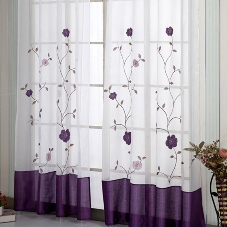09Ya91 Yarn Splicing Computer Embroidery Large Curtains, Window Screens
