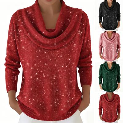 Women's Casual And Fashionable  Long Sleeved Knitted Solid Color Top Sweater