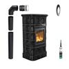 KRATKI Tiled Stove BLANKA 8kW Ø160 Black Wood EcoDesign with Accessories