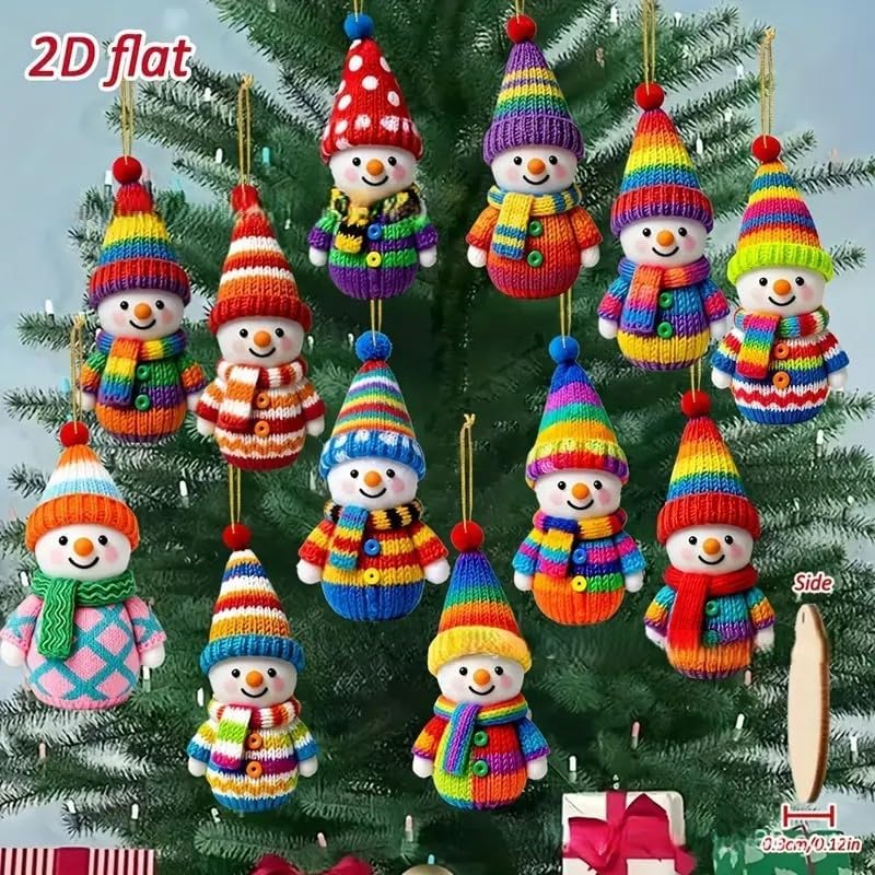 Wooden Snowman Ornaments Exquisite Rainbow Snowman Decor Snowman Hanging Ornament Pre-Installed Wooden Holiday Ornament For Gift