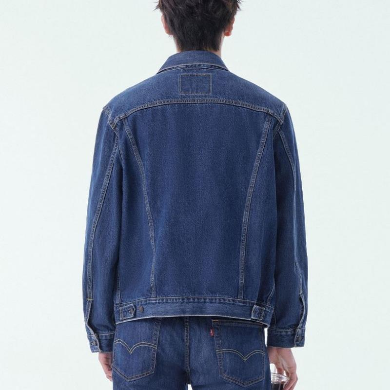 Levis Baumwolle Langarm Button-Down Jeansjacke Unisex Jacken Blau 85248-0019