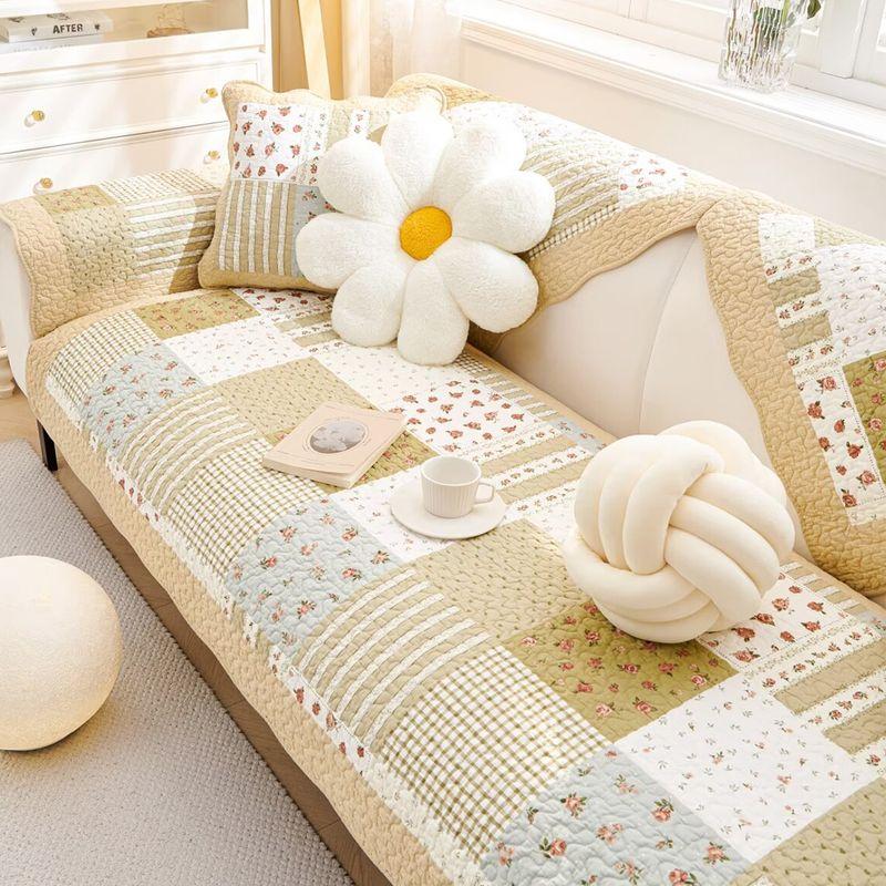 

American Country All Year Round Universal Sofa Cushion Pure Cotton Non-Slip Seat Cushions Fabric Cotton Idyllic Minimalist Cover Towel