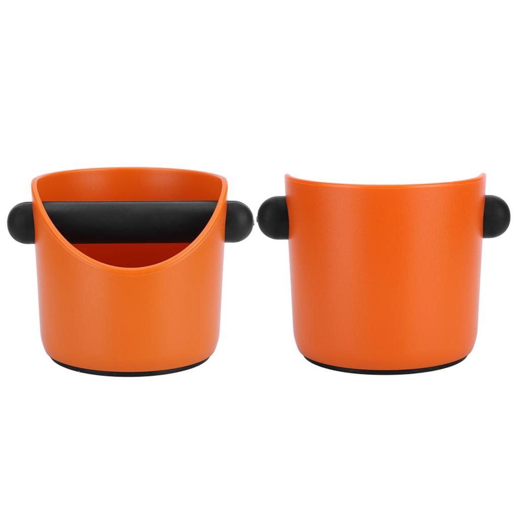 Mini Coffee Grounds Container NonSlip Straight Port Household Grind Bucket Knock Bin Box(Orange )