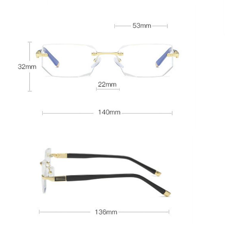 Anti Blue Ray Reading Glasses Women Diamond Cut Rimless Eyewear Men Anti Fatigue Hyperopia Presbyopic Eyeglasses