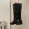 Design sense woven boots women's summer new versatile fashion big tube circumference thick heel boots