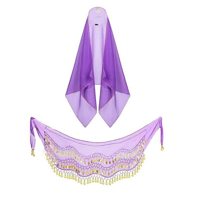 Belly Dance Outfit Set Belly Dance Hip Scarf,Coins Head Scarf Gypsy Costume Accessories for Womens Belly Dance Costume