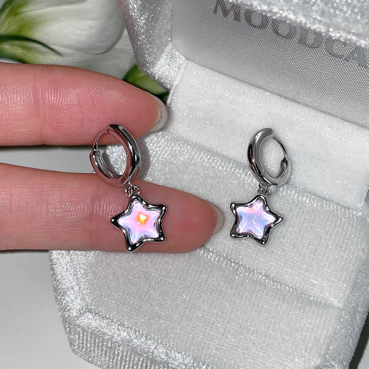 

Серьги-подвески в виде разноцветных звезд из серебра 925 пробы, женские изысканные универсальные серьги для милых девушек, серьги премиум-класса 925 silver needles