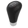 Universal Gear Shift Knob, Black Leather & Chrome, with 5 and 6 Speed Shift Pattern Emblems, Set
