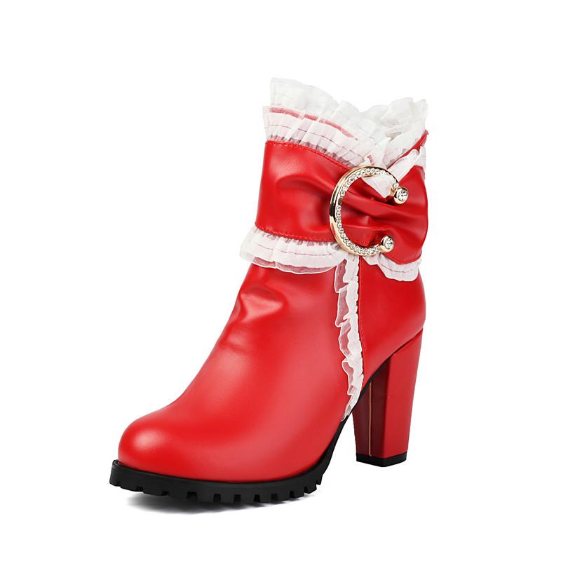 Women's High-heeled Short Boots Autumn and Winter New Waterproof Table Thick-heeled Large-size Roman Short Boots