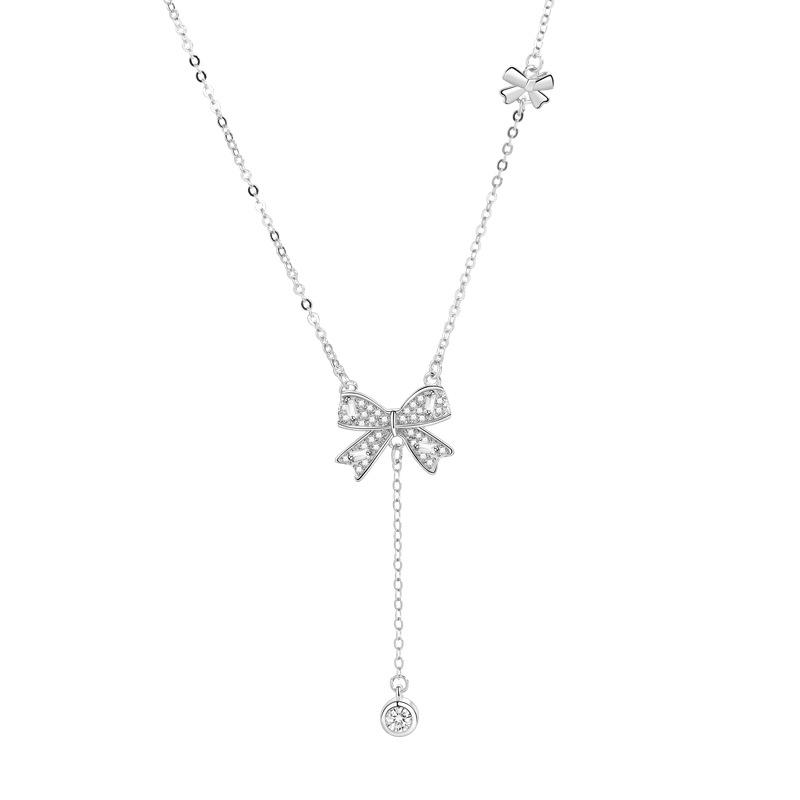 Bow Tassel Necklace Niche Exquisite Mori Small Fresh Ins Cold Wind Accessories Women Premium Durable Quality Useful