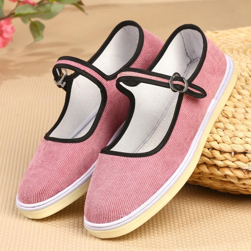 

Весенне-летние тканевые туфли-лазанья ручной работы, женские туфли на тканевой подошве, вышитые туфли для матерей среднего и пожилого возраста, застежка с одной пряжкой 40