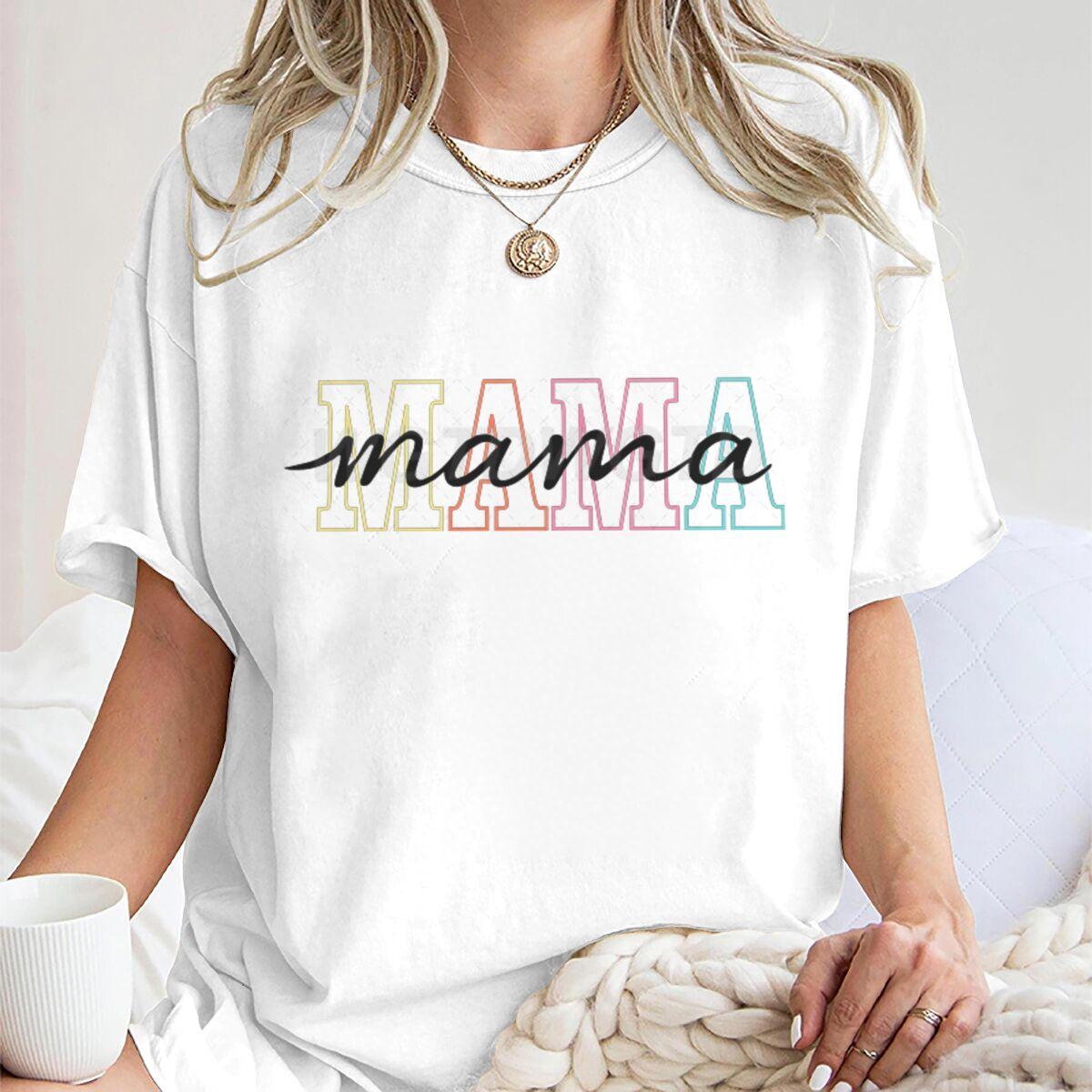 Mama Letter Print Fashion T-shirts Mother s Day Gift Shirt for Women Mama Vintage Design T Shirts Women s Clothing XL