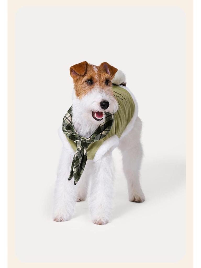 Hoopet Pet Corduroy Plaid Vest for Cats and Puppies - Warm, Sleeveless Autumn/Winter Wear