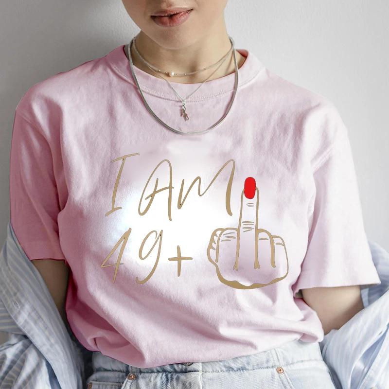50th Birthday Party Tee for Mom I Am 49 Middle Finger T Shirts Birthday Party T-shirt 50th Birthday Gifts for Women Tshirt Tops Unisex T-Shirt