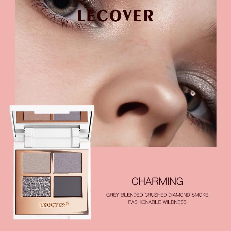 LECOVER Four-Color Eyeshadow Palette: Matte, Pearl, Fine Shimmer & Super Flash Highlights for European and American Styles
