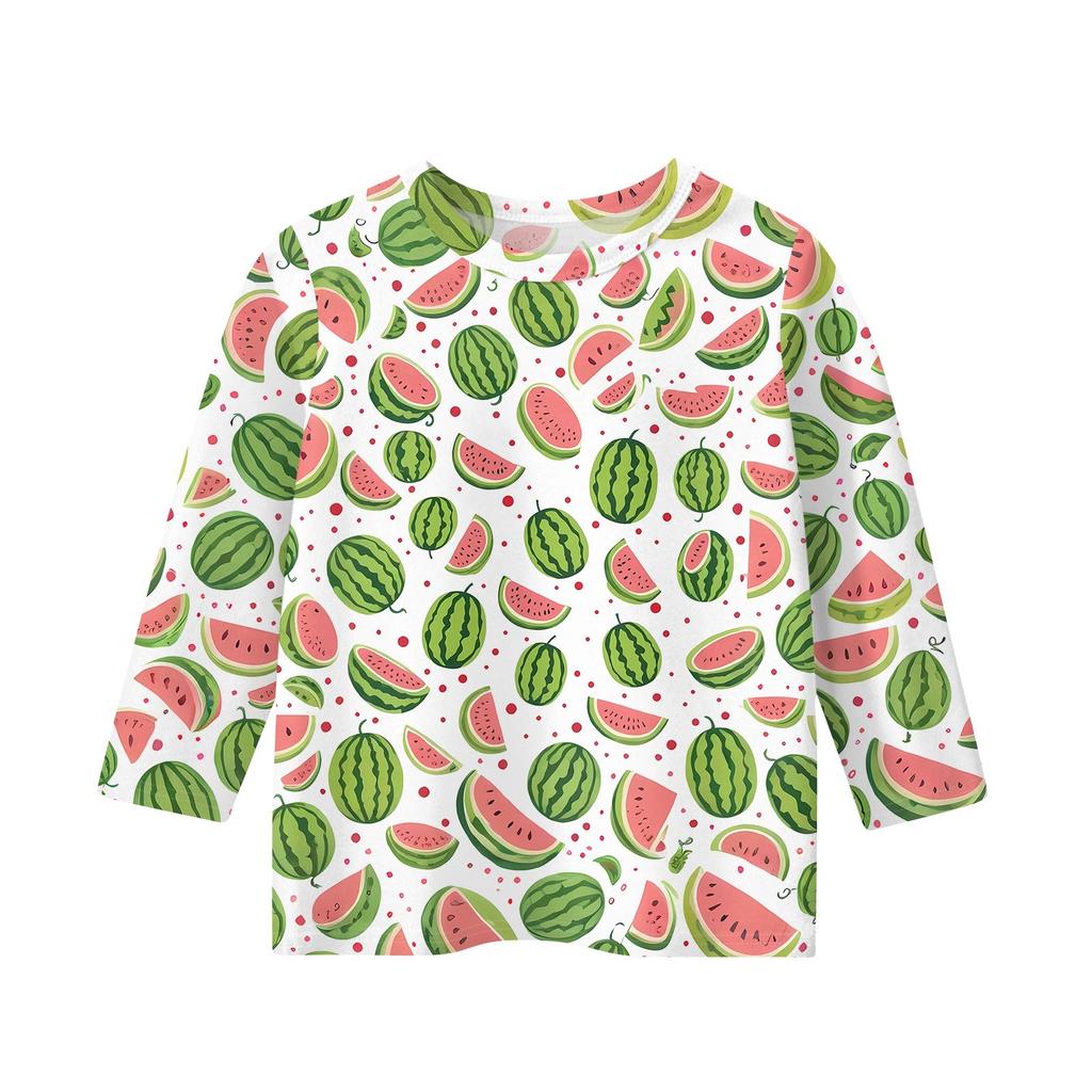 Tops à manches 3/4 pour enfants T-shirt imprimé décontracté Col rond Pull Blouse