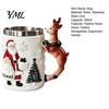 Decorative Desk Pen Holder Christmas Santa Claus Coffee Mug with Reindeer Handle, 300ml 3D Collectible Drinkware Embossed Resin Holiday Cup
