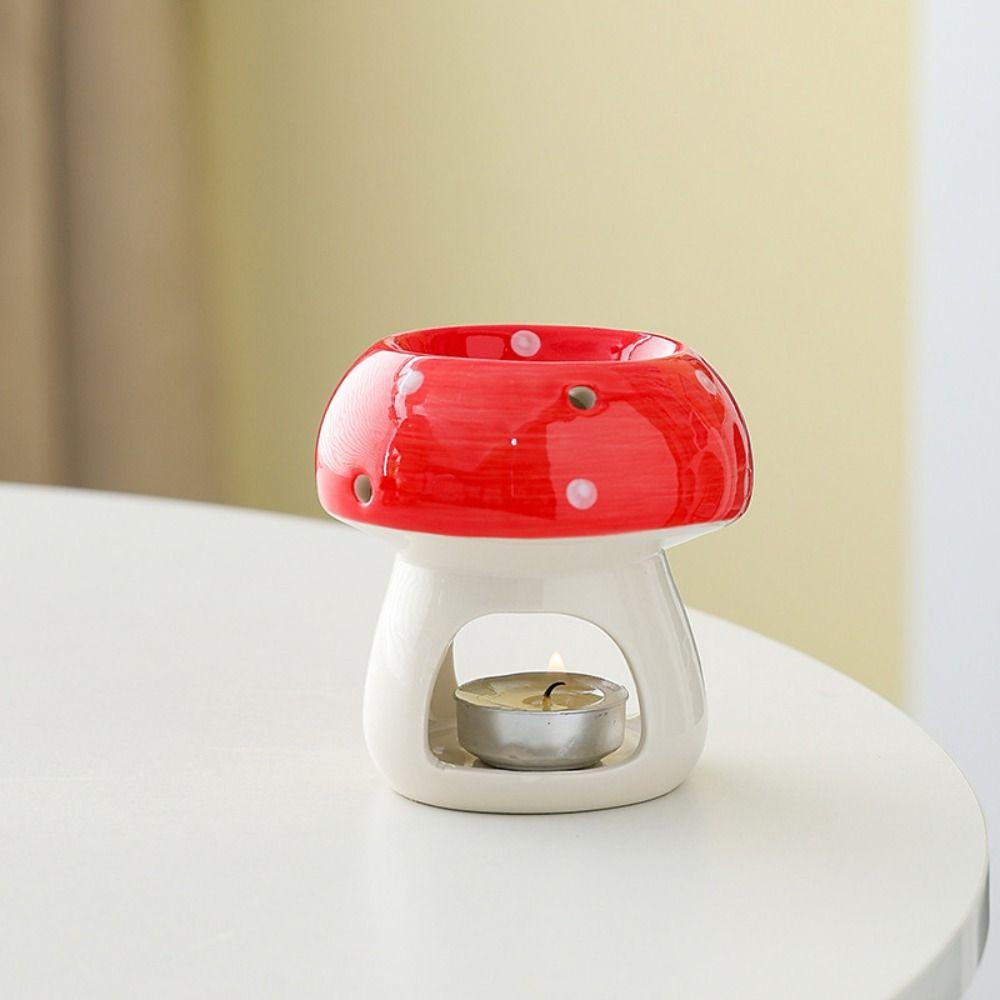 Cute Mushroom Candle Holder Cartoon Creative Candle Essential Oil Burner Non-toxic Anti-slip Ceramic Aromatherapy Stove