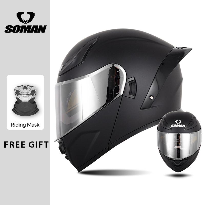 Full Face Racing Helmets Winter Warm Double Visor Flip Up Motorcycle Helmets Motorbike DOT Approved Modular Helmet