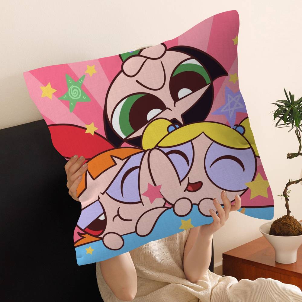 Kawaii P-Powerpuff Anime G-Girls Pillow Cover Sofa Cushion Cover Home Room Decoration Children Gift