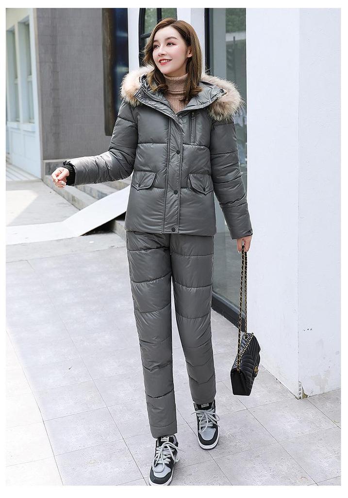 2023 Women's Winter Korean Style Down Cotton Two-Piece Set: Thickened Jacket & Outerwear