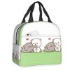 Cartoon Mochi Cat Peach And Goma Meme Lunch Bag Women Thermal Cooler Insulated Lunch Box for Work Office Travel Picnic Food Bags Practical Use