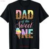 Dad Of The Sweet One Ice Cream St First Family Fathers Day T Shirt for Da Vintage Washed Unisex Versatile Streetwear Soft