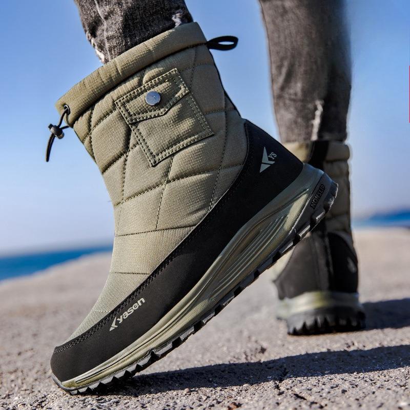

Men s and Women s Winter Fleece-Lined Thickened Snow Boots Outdoor Warm Mid-Calf Riding Waterproof Anti-Slip Cotton Boots 46 армія зелений колір