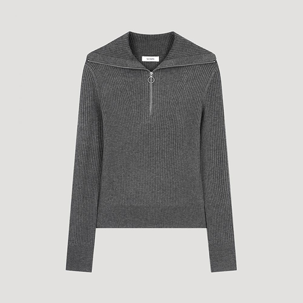 

She S miSS Ribbed Half Zip Up Collar Knit SSkpoo42040 creamy/55