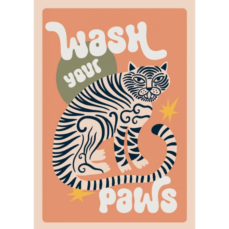 Tiger Wash Your Paws Crocodile Brush Your Teeth Bathroom Poster Fun Toilet Quote Canvas Printing Wall Art Funky Room Home Decor