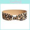 Fashion Leopard Print Pattern Rivet Metal Buckle Decoration Women Wide Waistband