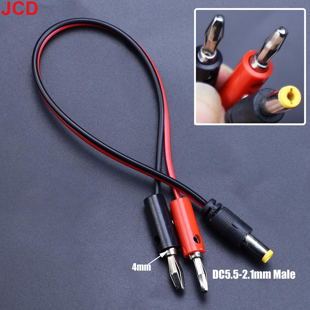 Câble de connexion adaptateur d'alimentation CC JCD prise banane 4 mm vers fiche mâle CC 5,5 x 2,1/2,5 mm Ligne de connexion pour connecteur de tête de lampe de type pistolet CC