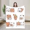 Bubu Dudu Knitted Blanket Cute Panda Bear Flannel Throw Blanket Home Couch Portable Soft Warm Bedsprea,