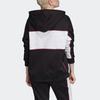 adidas Originals Langer Hoodie Großes Logo Amerikanischer Vintage Farbblock Kapuzenpullover Damen Hoodies Schwarz FH7564