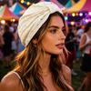 Turban Hat for Women, Sequined Crepe Fabric Headwrap, Ethnic Style Knotted Front Headwrap for All Face Shapes
