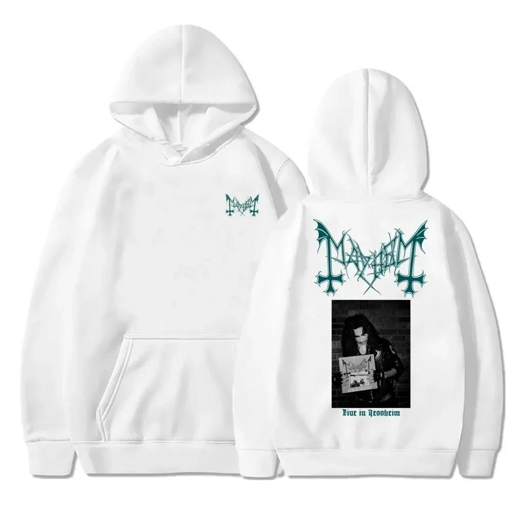 Hip-Hop Mayhem Black Metal Graphic Double-Sided Printing Pullover Hoodie Men's Women's Fashion Cool Streetwear Loose Couples