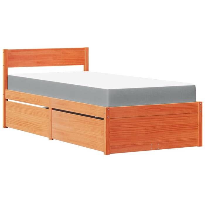 Cadre de lit avec matelas - Maison Exclusive - Bois massif pin - Tiroirs intégrés - 100 x 200 cm
