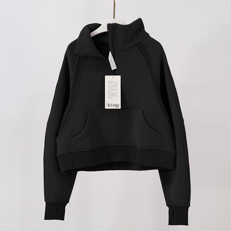 Women's High Collar Thick Sweater: Long Sleeve, Half-Zip, Loose Fit for Jogging, Fitness & Yoga In Autumn and Winter.