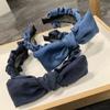 Korean Denim Bowknot Hairband for Women Ruched Fold Handmade Knot Hair Accessories Headbands Adult Female Girls Hair Hoop
