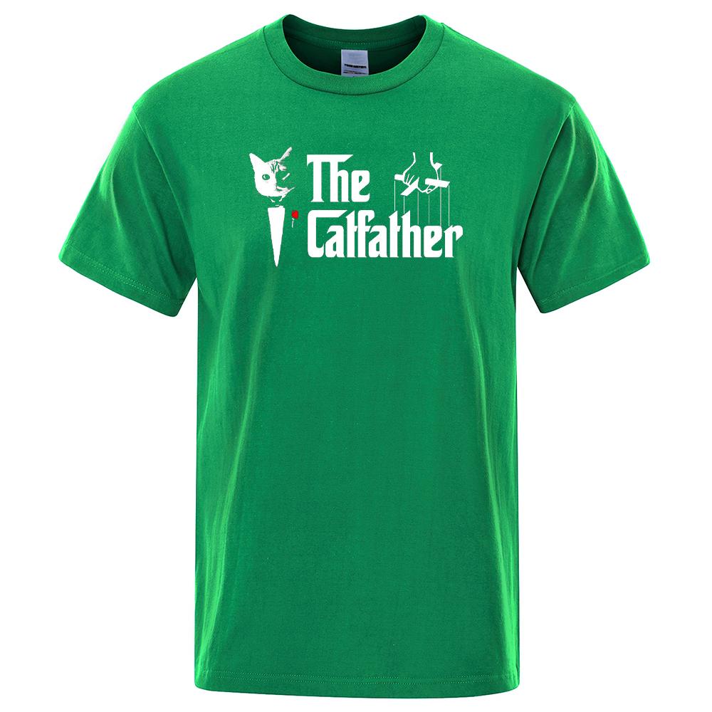 The Catfather Cat Cool Printing Man Tshirt Casual Comfortable T-Shirt Fashion Vintage Tee Shirts Oversized Casual T Shirts Men's
