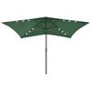 Solar Powered LED Garden Umbrella with Steel Pole Green 2x3 M