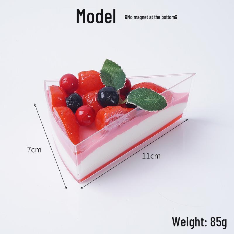 

PU Fake Fruit Raspberry Strawberry Cake Model Toy for Dessert Shop Decor, Prop Display, and Fridge Magnet. 11*7 cm